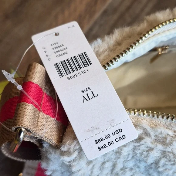 Anthropologie Sherpa Half Moon Crossbody Sling Shoulder Bag, Adjustable Strap - Picture 11 of 14